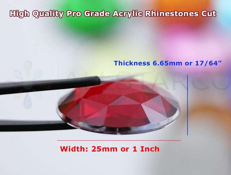Allstarco 25mm Crystal H102 Flat Back Round Acrylic Rhinestones Plastic Circle Gems for Costume Making Cosplay Jewels Embelishments 20 Pcs (Crystal) - Image 3